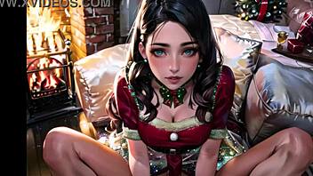 girls wish you a merry christmas while masturbating their pussies in this uncensored hentai.