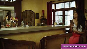 sexy horny lesbian brunettes eliza ibarra and hime marie kissing and licking pussies in bed