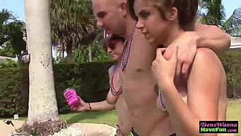 party with teen amateurs outdoors in high definition