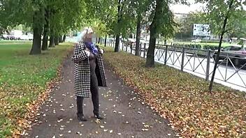 Nylon Big Boobs Milf Struts in See-Through Sexy Walk