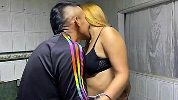 stepson watches stepmother stretch for yoga