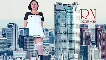 Amazing giantess walks around city