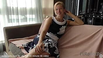 Solvita's first studio session with big dildo masturbation