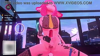 Bunny Vtuber Overpowers You with Massive Futa Cock in Anime