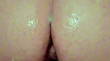 latina with narrow ass bent over in doggystyle anal, chubby tits bouncing.