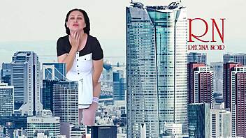 Amazing giantess walks around city