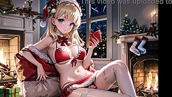 girls wish you a merry christmas while masturbating their pussies in this uncensored hentai.