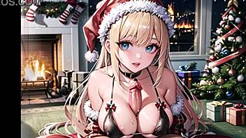 girls wish you a merry christmas while masturbating their pussies in this uncensored hentai.