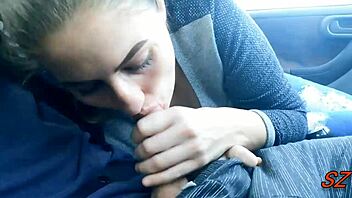 Amateur Babe Sucks Cock Deepthroat Outdoor, Gets Facial