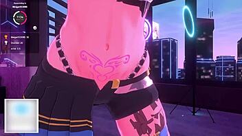 兔女郎Vtuber用巨大扶她鸡巴压倒你，在动漫中