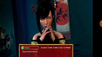 Rough threesome with blowjob in anime hentai