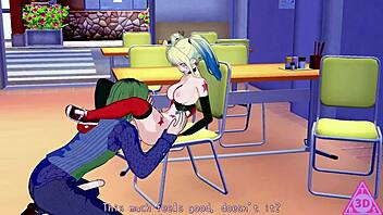 Harley Quinn hentai blowjob and cumshot gameplay!