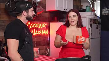 always horny in the kitchen with big tits