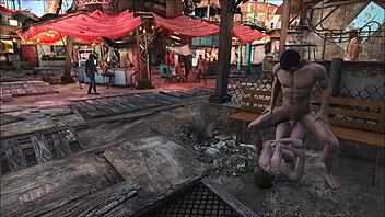brunette in fallout 4 fucks publicly