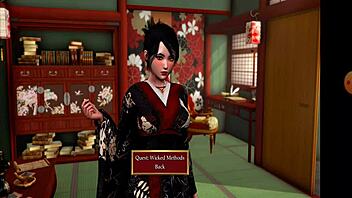 Rough threesome with blowjob in anime hentai