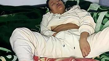 Blue amateur squirts in morning homemade video