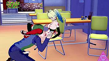 Harley Quinn hentai blowjob and cumshot gameplay!