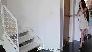 Passion-HD tiny redhead teen Dolly Little gets steamy welcome home bang.