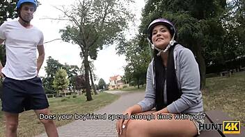 Submissive guy cashes in on girlfriend's hot hunter sex! 💰