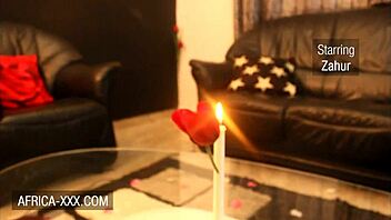 Romantic Date with African Brunette Turns to Sex on Sofa with Handjob and Doggy