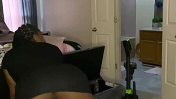 Beautiful black beauty gets a big black cock in her ass