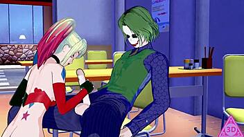 Harley Quinn hentai blowjob and cumshot gameplay!