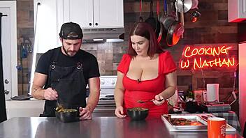 always horny in the kitchen with big tits