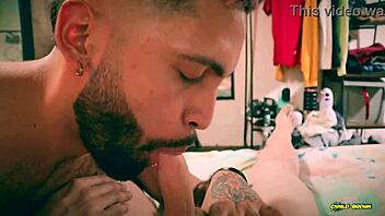 camilo brown sloppily deepthroats twink emmanuel kokichi, swallows cum  