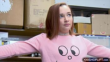 Cute Redhead Shoplifter Gets Punished And Fucked.