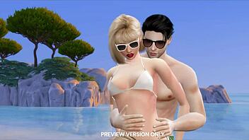 Taylor And Joe On Beach Walk Turn Sensual 3Some!