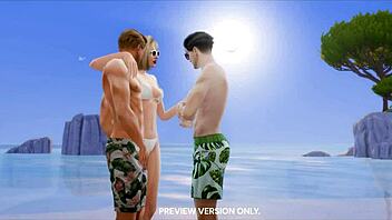 Taylor And Joe On Beach Walk Turn Sensual 3Some!