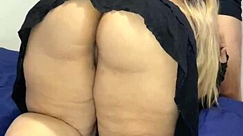 The big-assed wife of my boss gets drunk and visits my room for a happy ending, real homemade.