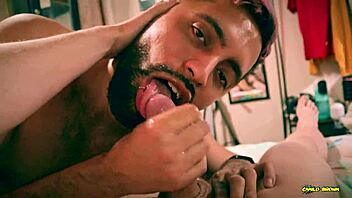 camilo brown sloppily deepthroats twink emmanuel kokichi, swallows cum  