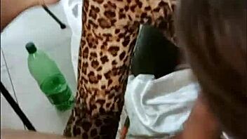 French Amateur in Leather Pants Gets Rimmed Doggystyle POV. Satin Shirt and Heels Add Spice! 😍