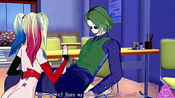 Harley Quinn hentai blowjob and cumshot gameplay!