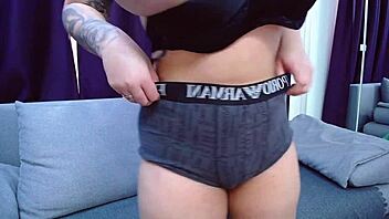 blonde trans babe shows off her naughty big ass solo