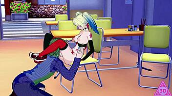 Harley Quinn hentai blowjob and cumshot gameplay!