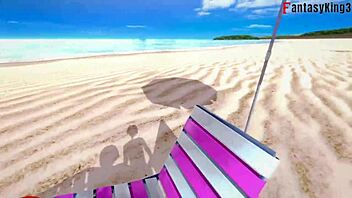 gwen tennyson’s bikini sex heats up public beach in 3d fantasy.