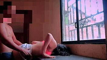 how kind i fuck my stepmom's pussy in window while neighbors watch?