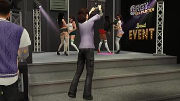 A steamy group sex scene in a school setting in a fan-made video of The Sims 4 using the Wickedwhims mod