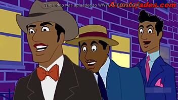Muscular black men engage in gay sex