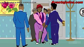 Muscular black men engage in gay sex