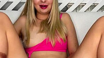 solo toy play with cute blonde teen, day 32 fun!