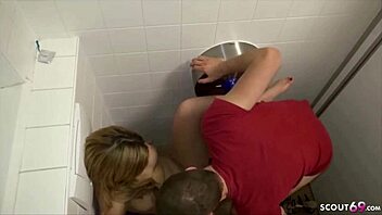 Hidden cam catches naughty teen action on school toilet