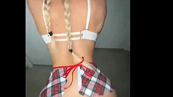 A beautiful blonde in costume gets fucked doggystyle. She takes a cumshot from behind.