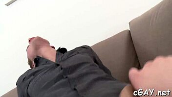A refined gay man gets a rough blowjob from a slutty partner