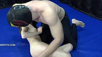 Why wrestle when Nata Ocean strips and rubs her pussy on him?