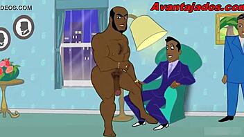 Muscular black men engage in gay sex