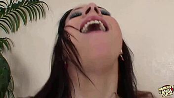 those big tits bounce wild while two guys stretch her tight asshole.