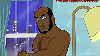 Muscular black men engage in gay sex